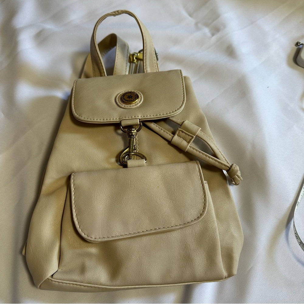 Rina Rich Cream Backpack with Front Pocket
